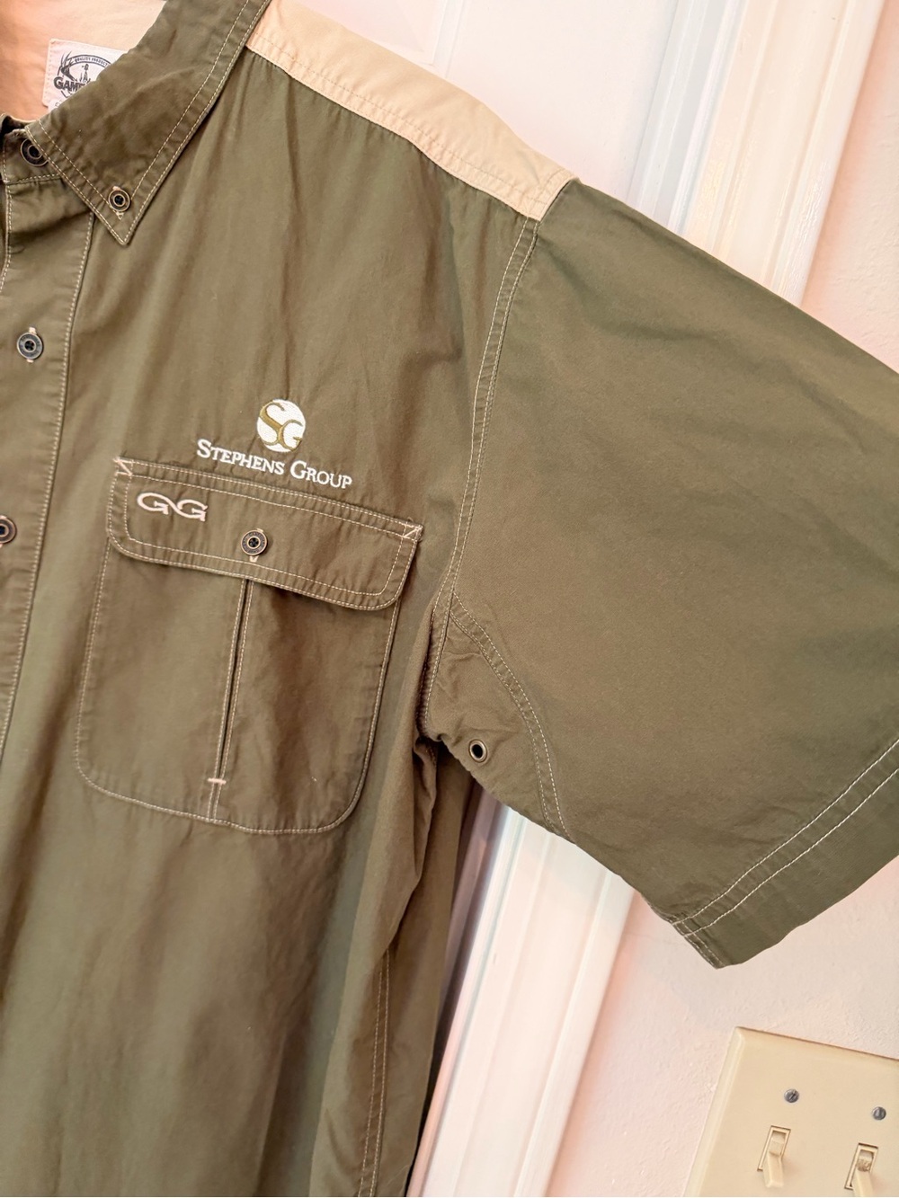 GameGuard Short Sleeve Padded Recoil Shooting Shirt, Button, Olive & Tan, Sz XL - Picture 11 of 13